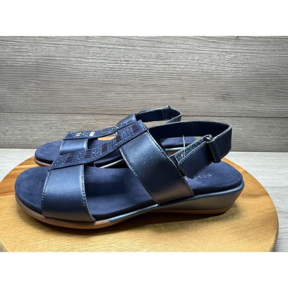 Easy Spirit Women’s Hazel Wedge Sandal, Blue, 6 WW - Picture 2 of 6